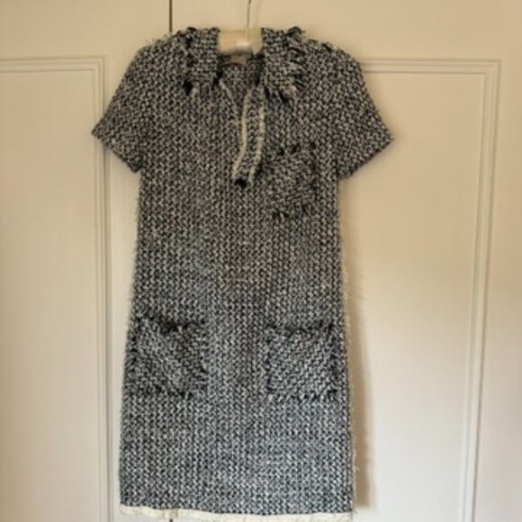 Lanvin Black & White Tweed Dress - Size 8 - Picture 4 of 9